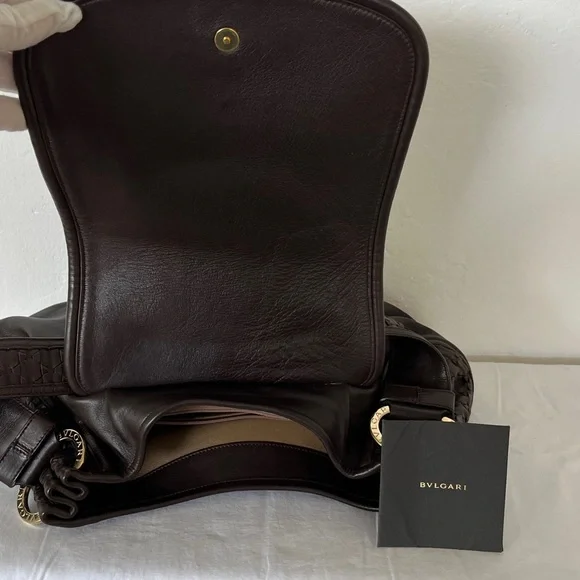 Bvlgari Brown Leather Hobo Shoulder Bag - Picture 8 of 15